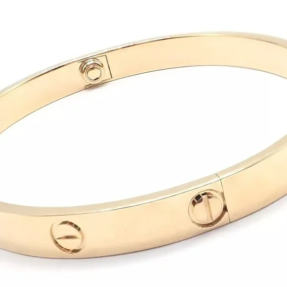 Authentic! Cartier 18k Yellow Gold Love Bangle Bracelet Size 19 Paper - Picture 2 of 10
